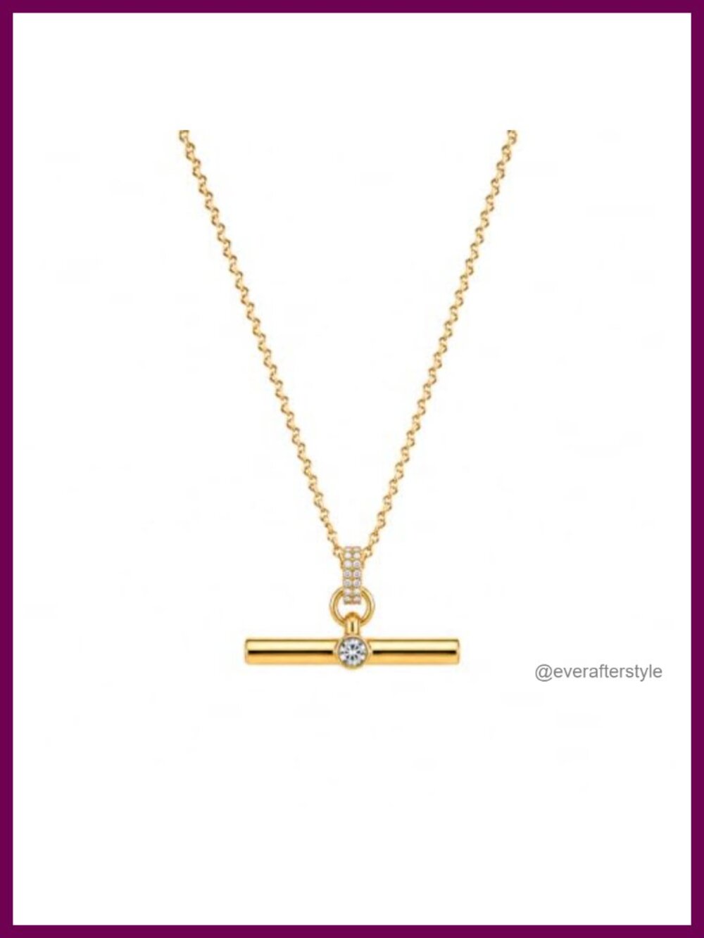 Women's Stainless Steel T-Bar Pendant Necklace Gold Lock & Charm Retro
